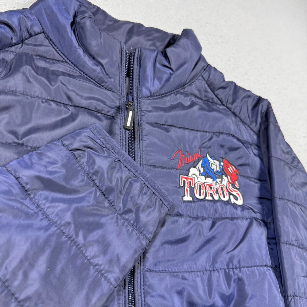 Core 365 Miami Toros Puffer Jacket Navy Blue Full Zip Insulated Ladies Small